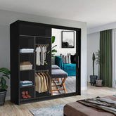 VISION BLACK Sliding Door Wardrobe - Modern Design with Mirror Doors